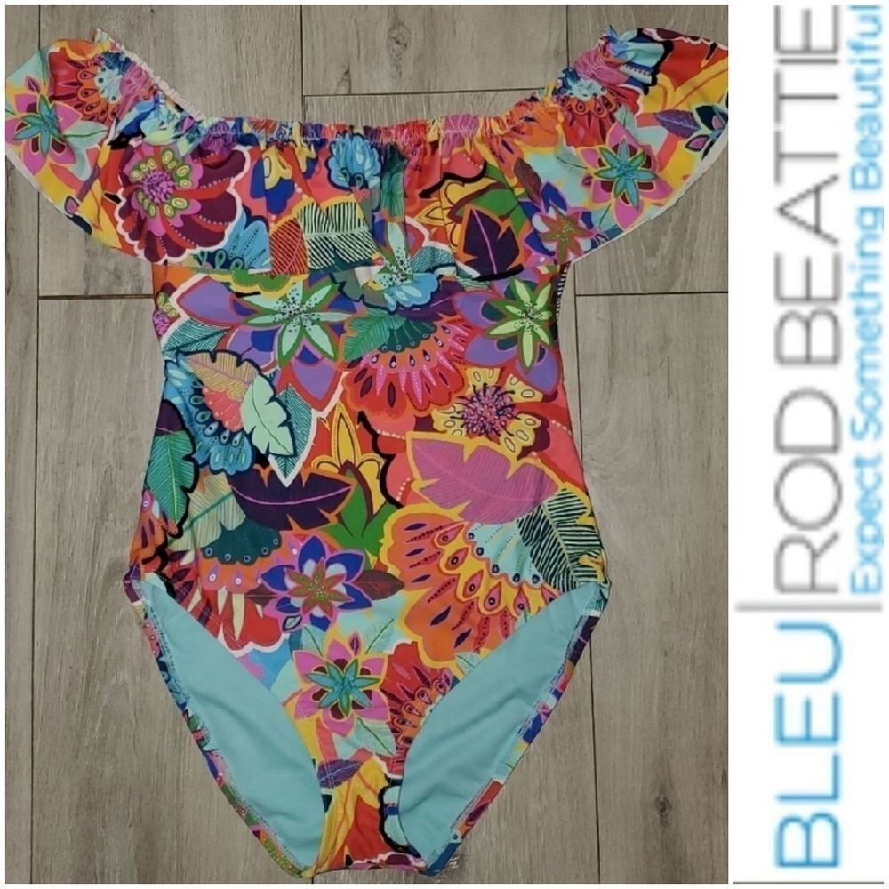 BLEU ROD BEATTIE MAKE IT POP Off the Shoulder RUFFLE SZ 6 swimsuit